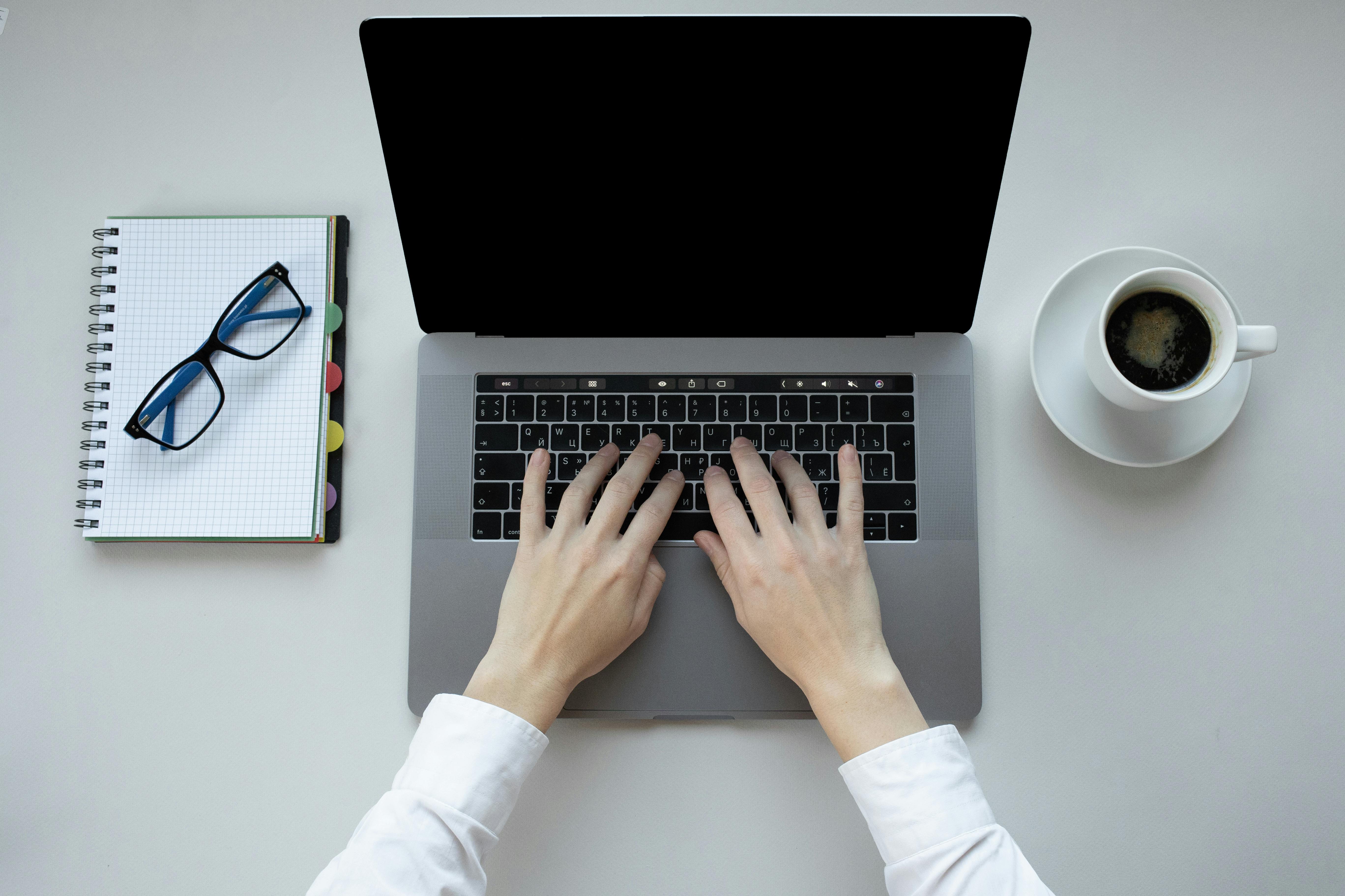Hands on laptop