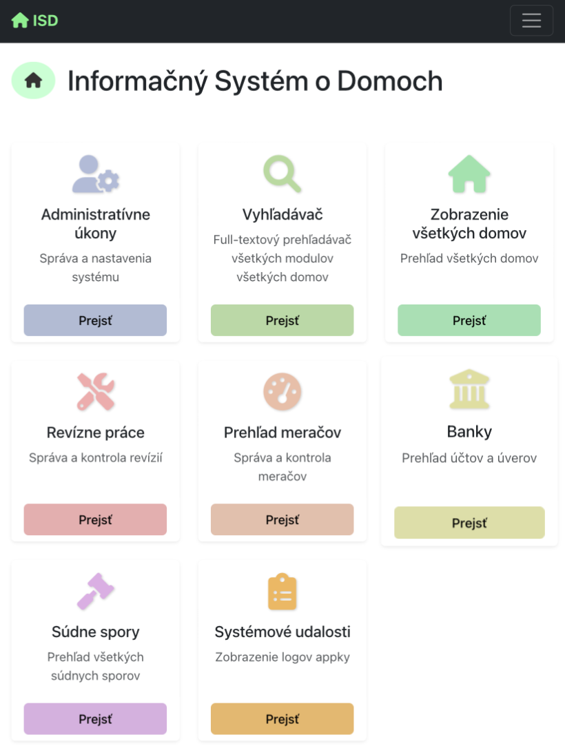 Ukážka systému ISD - mobil